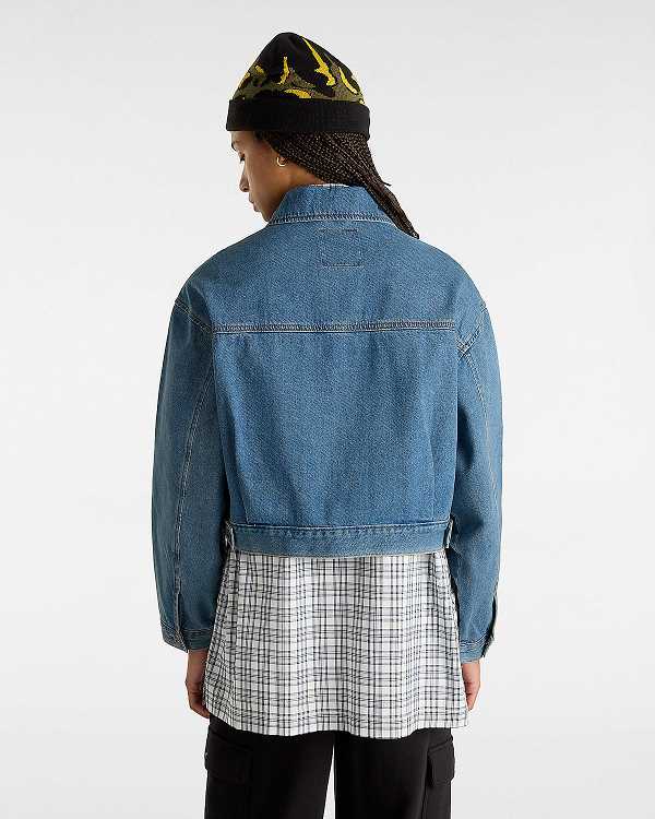 Blue Women Vans Raynes Denim Crop Jacket Australia | VN4258079