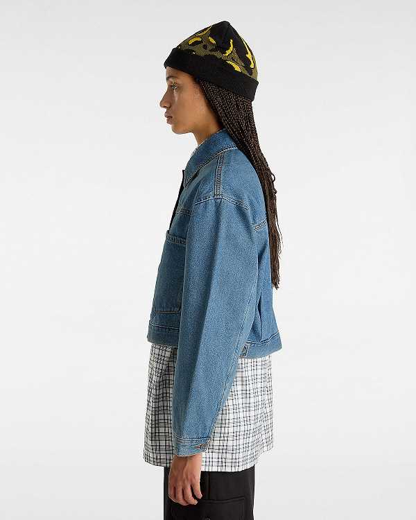 Blue Women Vans Raynes Denim Crop Jacket Australia | VN4258079