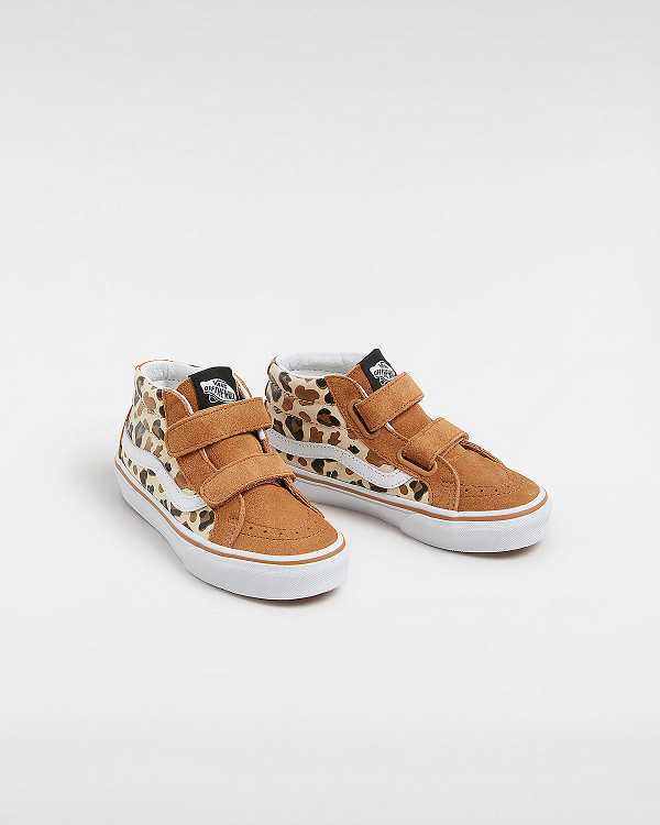 Brown Kids' Vans Sk8-Mid Reissue Hook and Loop (4-8 years) Sneakers Australia | VN6847521