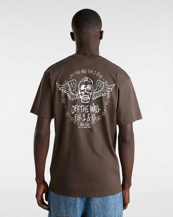 Brown Men Vans Club House T Shirts Australia | VN9273148