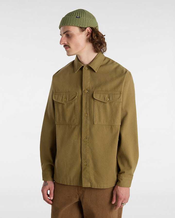 Brown Men Vans Coldgroove Shacket Shirts Australia | VN3946158