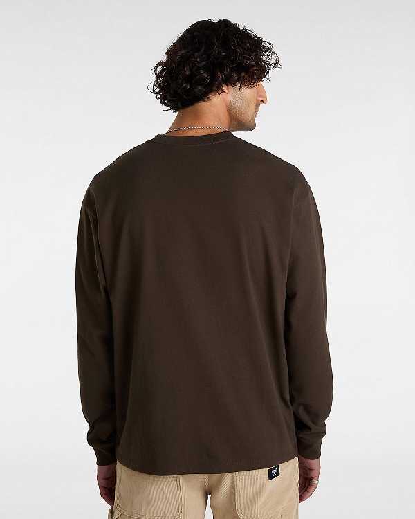 Brown Men Vans Original Standards Long Sleeve T Shirts Australia | VN1074952