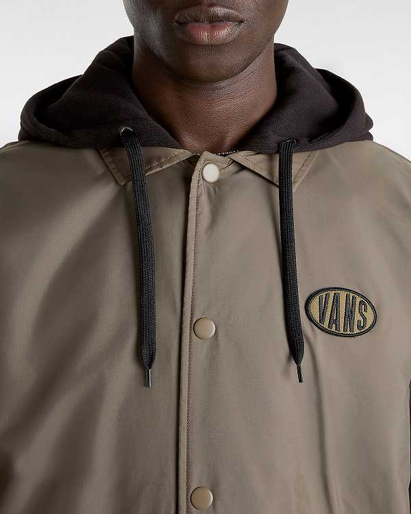 Brown Men Vans Riley Coaches Jacket Australia | VN8514976