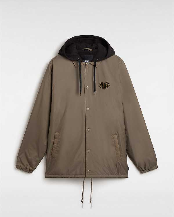 Brown Men Vans Riley Coaches Jacket Australia | VN8514976