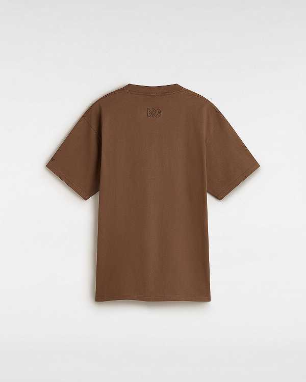 Brown Men Vans Skate Pedro Delfino T Shirts Australia | VN4560328