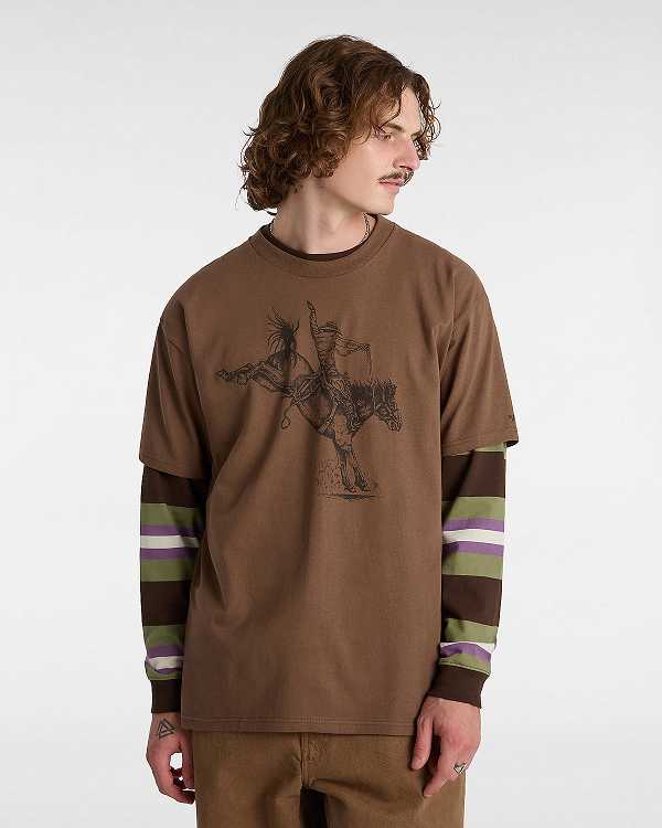 Brown Men Vans Skate Pedro Delfino T Shirts Australia | VN4560328