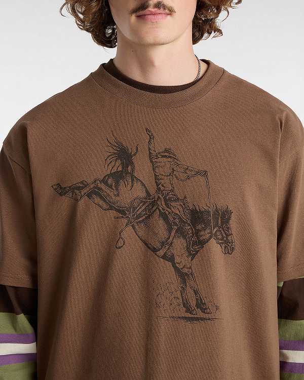 Brown Men Vans Skate Pedro Delfino T Shirts Australia | VN4560328