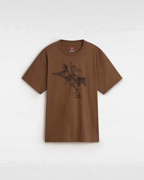 Brown Men Vans Skate Pedro Delfino T Shirts Australia | VN4560328