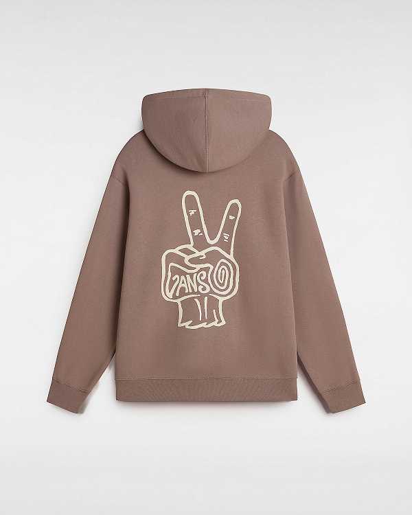 Brown Men Vans V Hand Loose Hoodie Australia | VN7245038