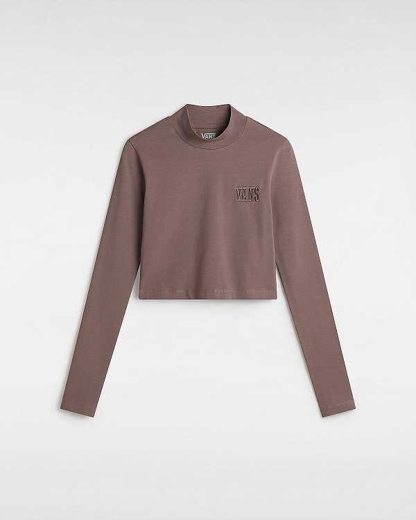 Brown Women Vans Mini Mock Neck Long Sleeve T Shirts Australia | VN2071856