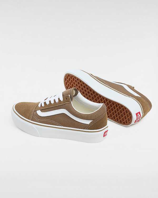 Brown Women Vans Old Skool Platform Shoes Australia | VN7583642