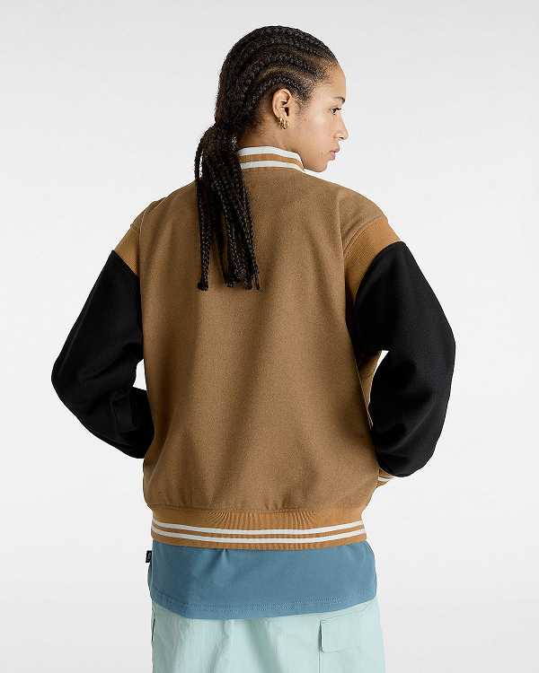 Brown Women Vans Piper Stadium Jacket Australia | VN8206319