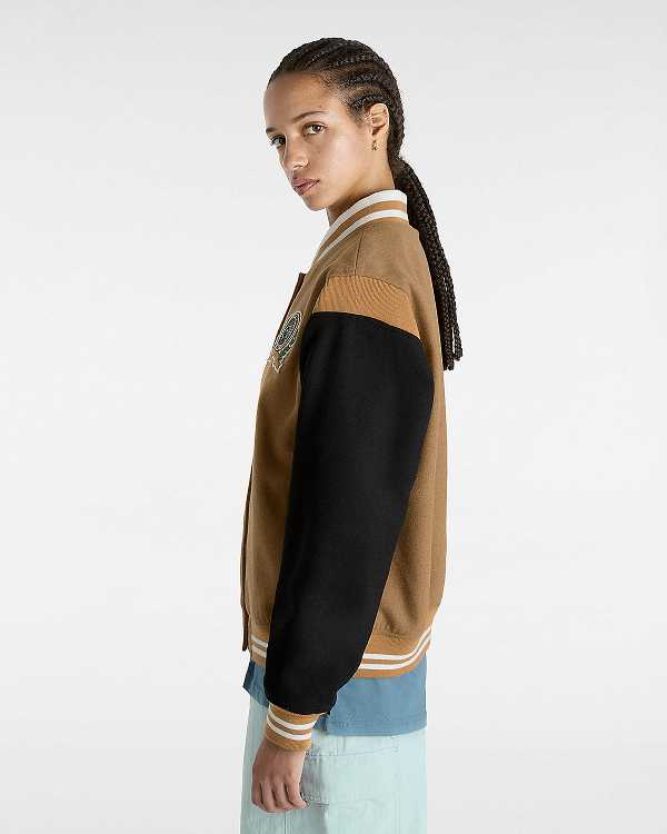 Brown Women Vans Piper Stadium Jacket Australia | VN8206319