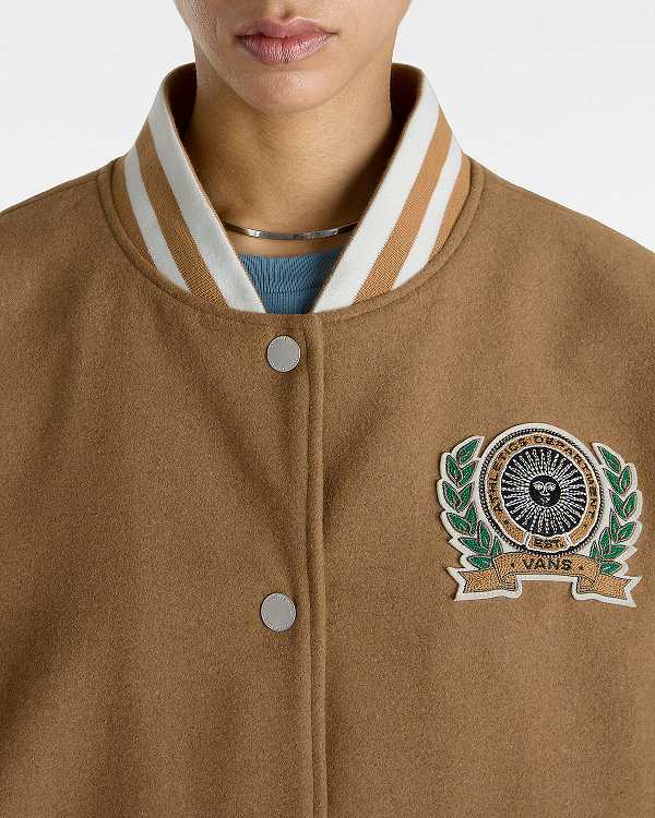 Brown Women Vans Piper Stadium Jacket Australia | VN8206319