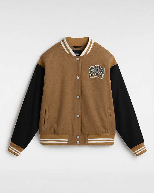 Brown Women Vans Piper Stadium Jacket Australia | VN8206319