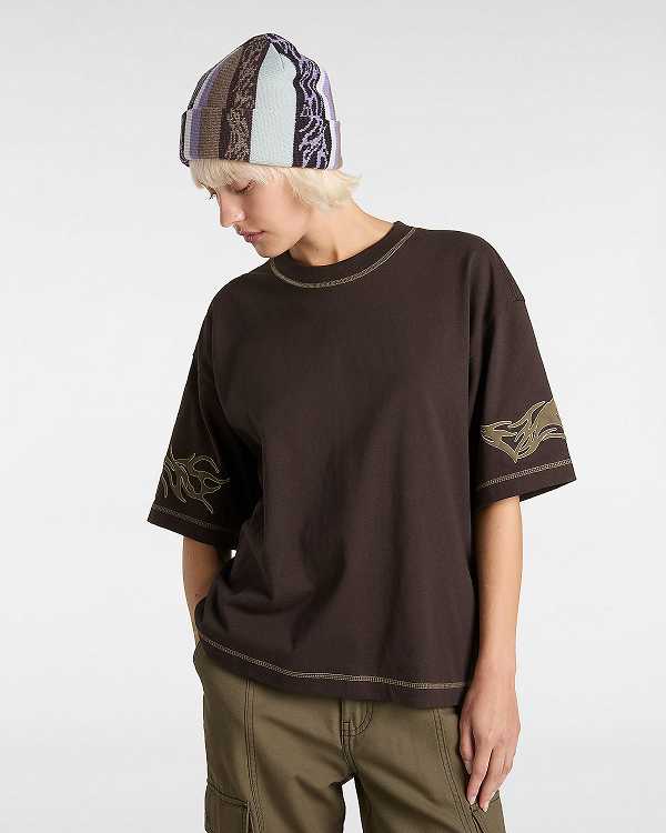 Brown Women Vans Skate Mike Gigliotti Tribal T Shirts Australia | VN5169238