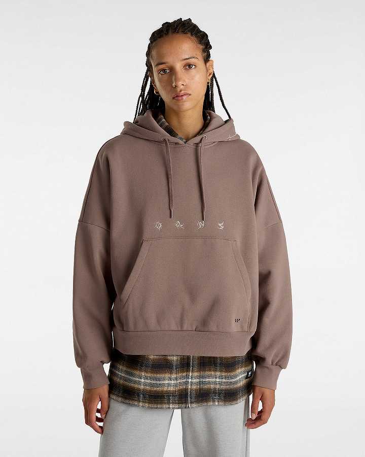 Brown Women Vans Skate Wire Loose Hoodie Australia | VN1935784