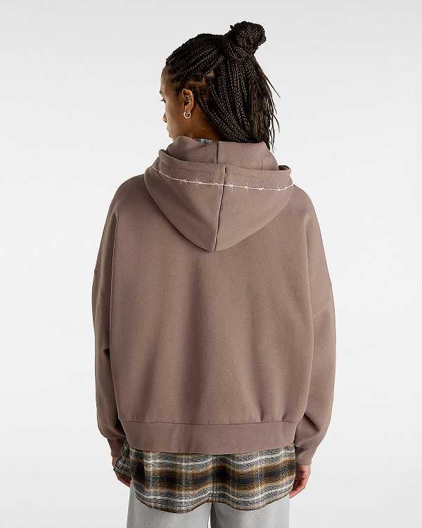 Brown Women Vans Skate Wire Loose Hoodie Australia | VN1935784