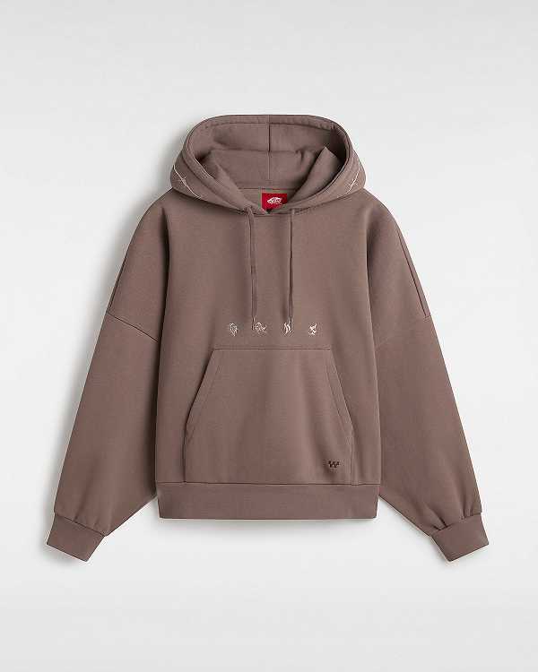 Brown Women Vans Skate Wire Loose Hoodie Australia | VN1935784