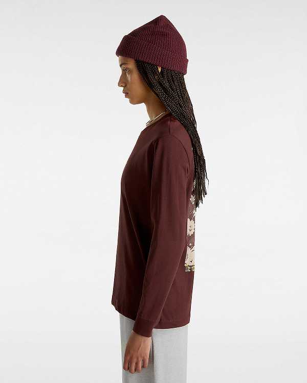 Brown Women Vans Vitality Fields Long Sleeve T Shirts Australia | VN6972418