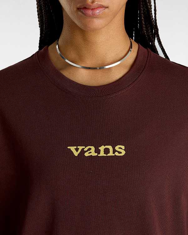 Brown Women Vans Vitality Fields Long Sleeve T Shirts Australia | VN6972418