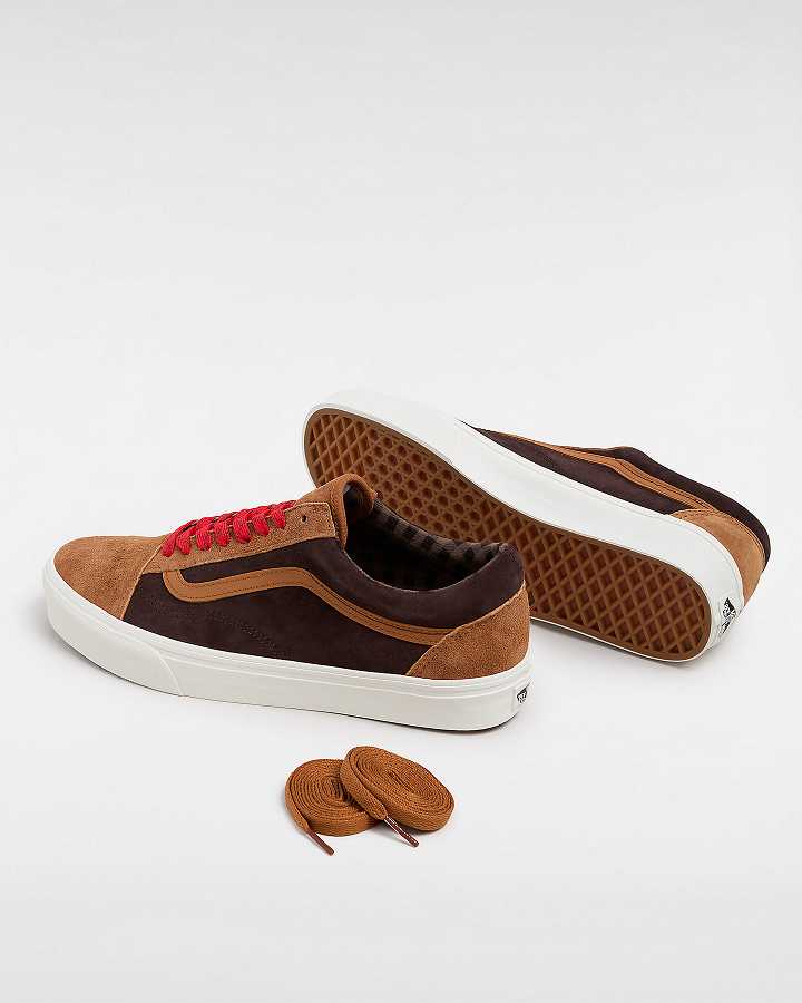 Brown / Orange Men Vans Old Skool Pig Suede Sneakers Australia | VN4150269