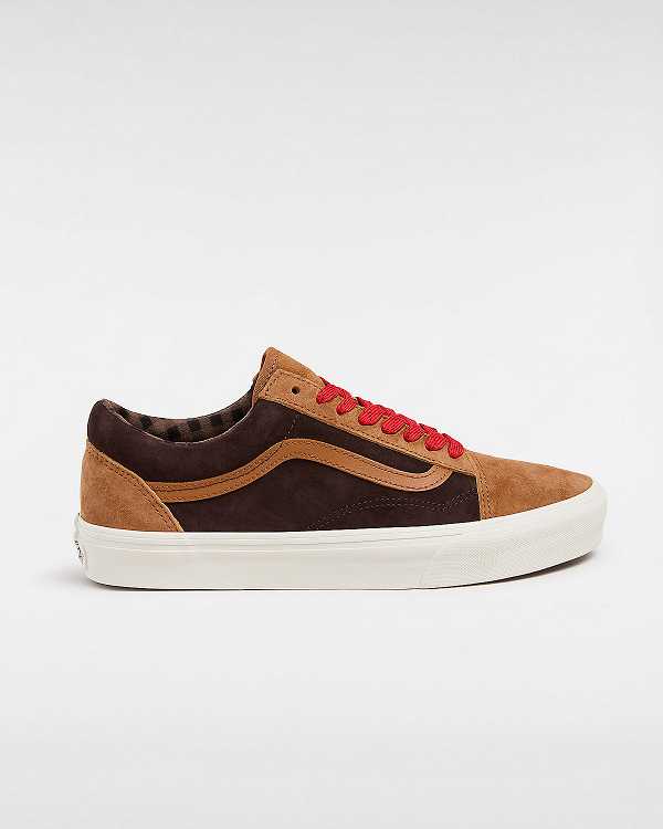 Brown / Orange Men Vans Old Skool Pig Suede Sneakers Australia | VN4150269