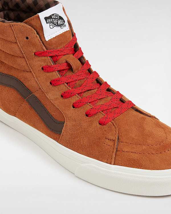 Brown / Orange Men Vans Sk8-Hi Pig Suede Skate Shoes Australia | VN0159472