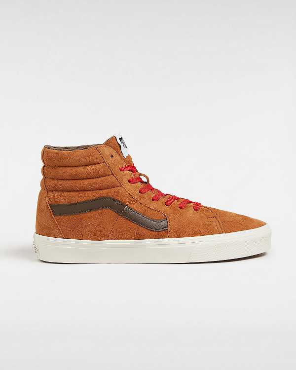 Brown / Orange Men Vans Sk8-Hi Pig Suede Skate Shoes Australia | VN0159472