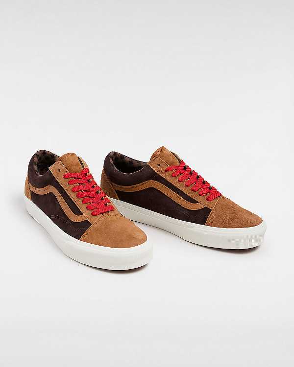 Brown / Orange Women Vans Old Skool Pig Suede Sneakers Australia | VN1045793