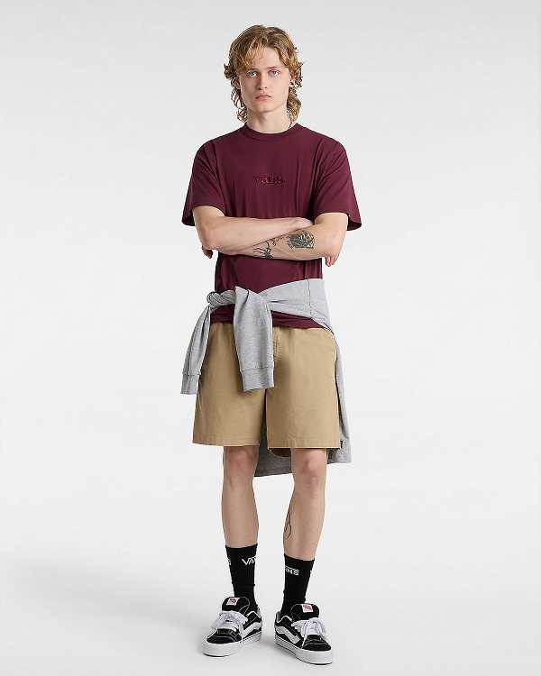 Burgundy Men Vans Essential Loose T Shirts Australia | VN7281906