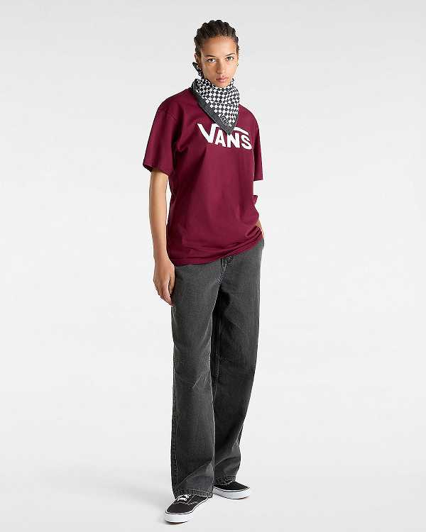 Burgundy Women Vans Classic T Shirts Australia | VN7296031