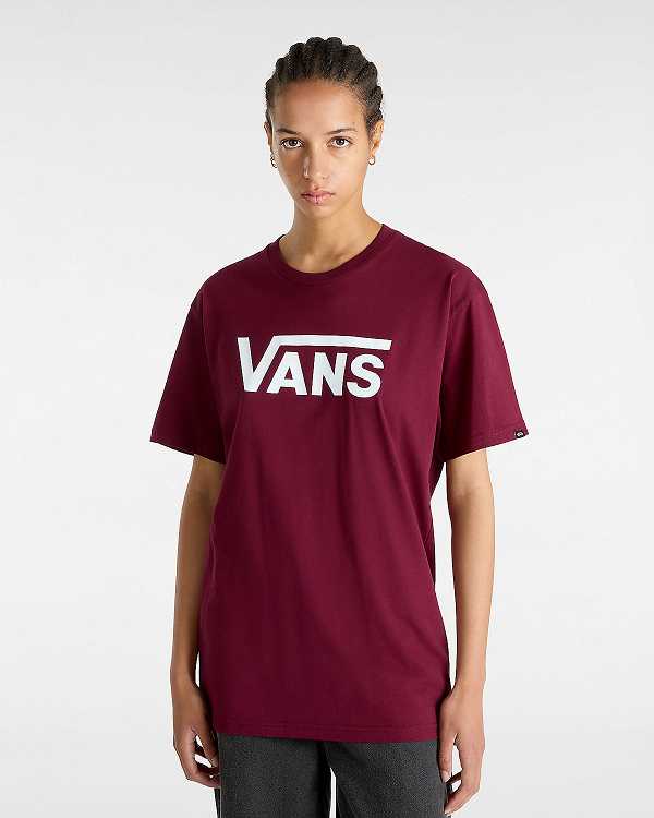 Burgundy Women Vans Classic T Shirts Australia | VN7296031