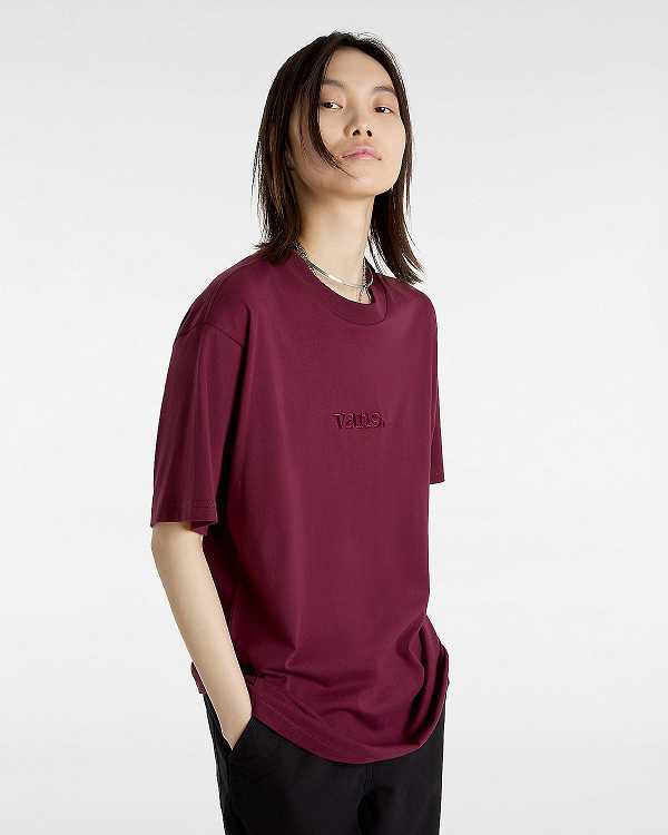 Burgundy Women Vans Essential Loose T Shirts Australia | VN9184320