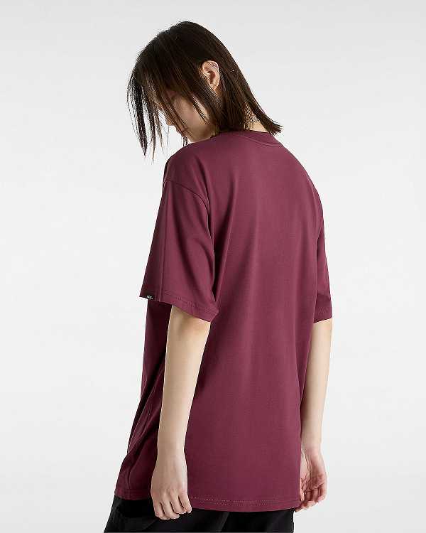 Burgundy Women Vans Essential Loose T Shirts Australia | VN9184320