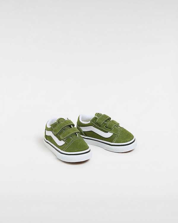 Green Kids' Vans Old Skool Hook And Loop (1-4 Years) Sneakers Australia | VN8135609