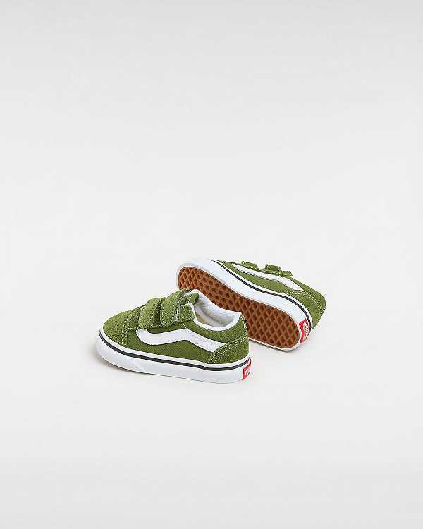 Green Kids' Vans Old Skool Hook And Loop (1-4 Years) Sneakers Australia | VN8135609