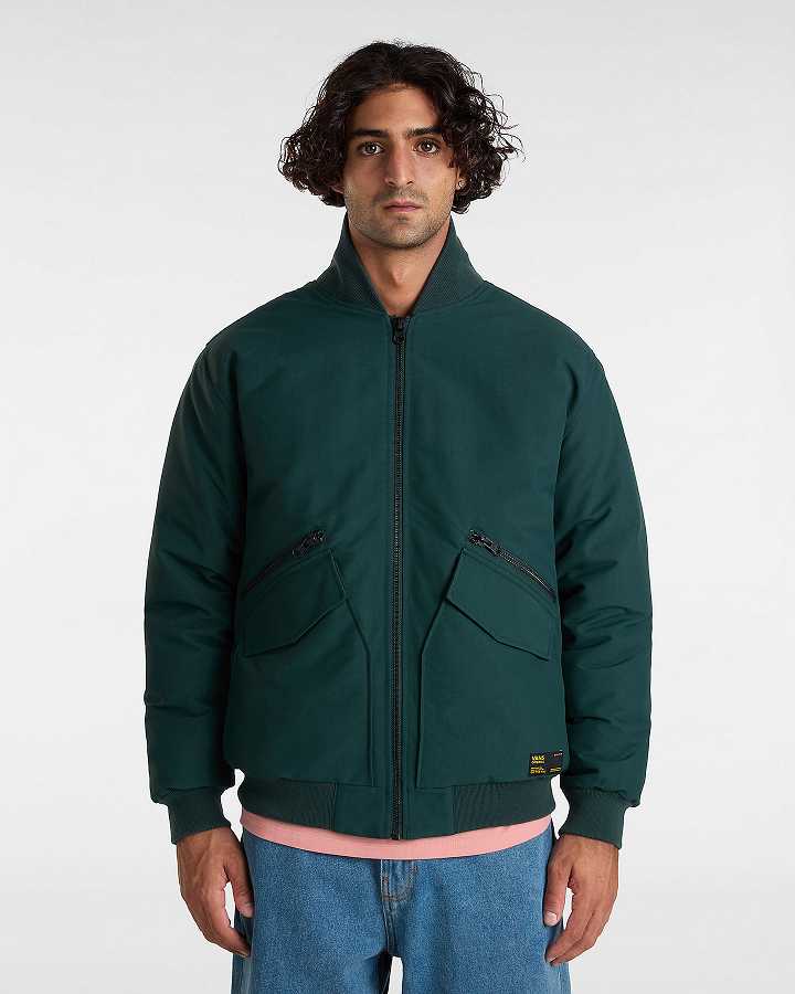 Green Men Vans Clifton Down Bomber Jackets Australia | VN4589073