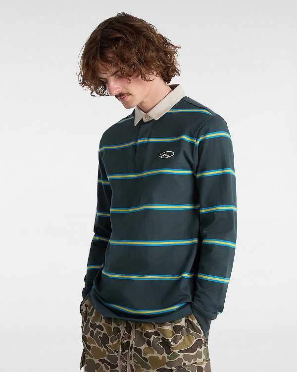 Green Men Vans Gatewood Rugby Stripe Long Sleeve Shirts Australia | VN7386915