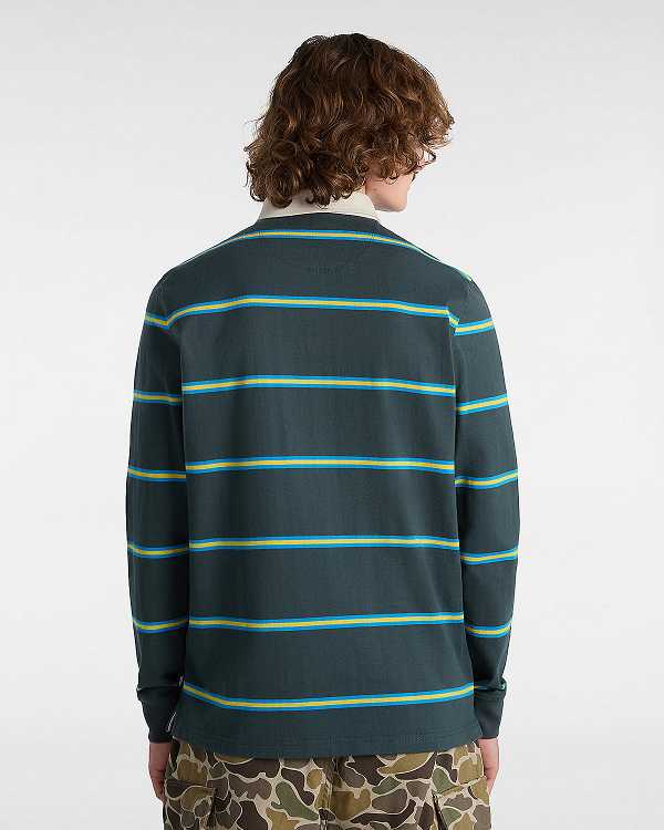 Green Men Vans Gatewood Rugby Stripe Long Sleeve Shirts Australia | VN7386915