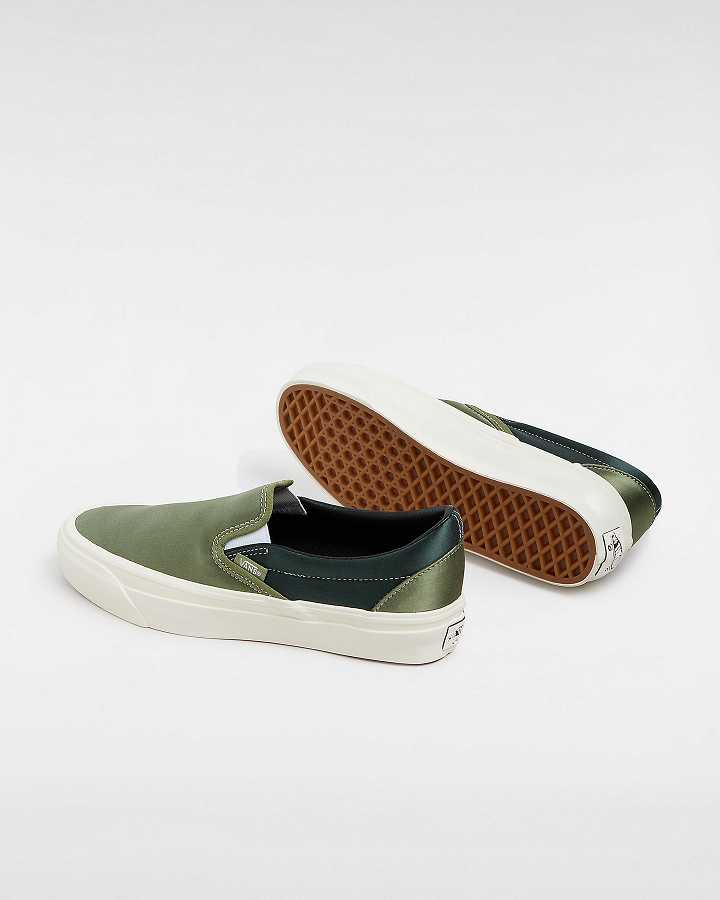 Green Men Vans Premium 98 Satin Slip On Shoes Australia | VN5619482