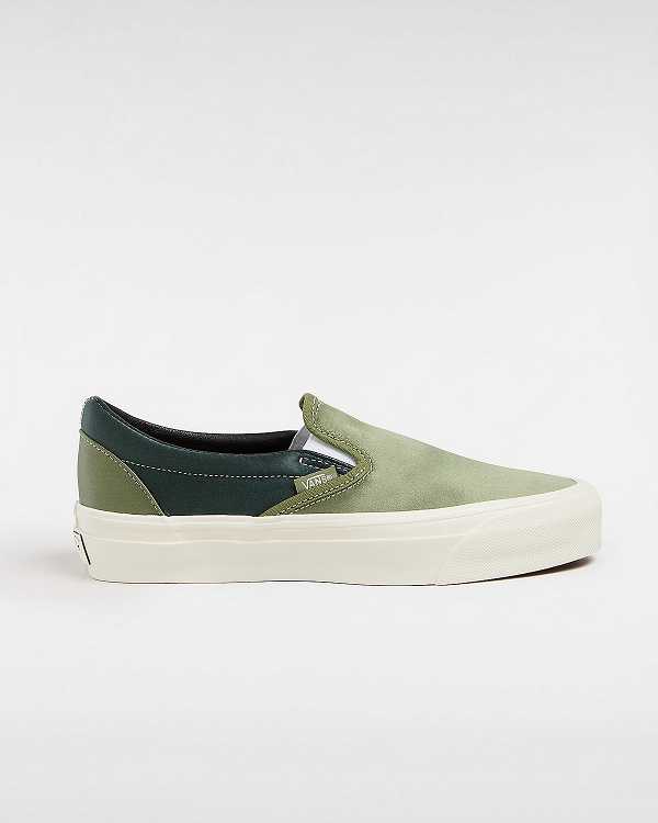 Green Men Vans Premium 98 Satin Slip On Shoes Australia | VN5619482