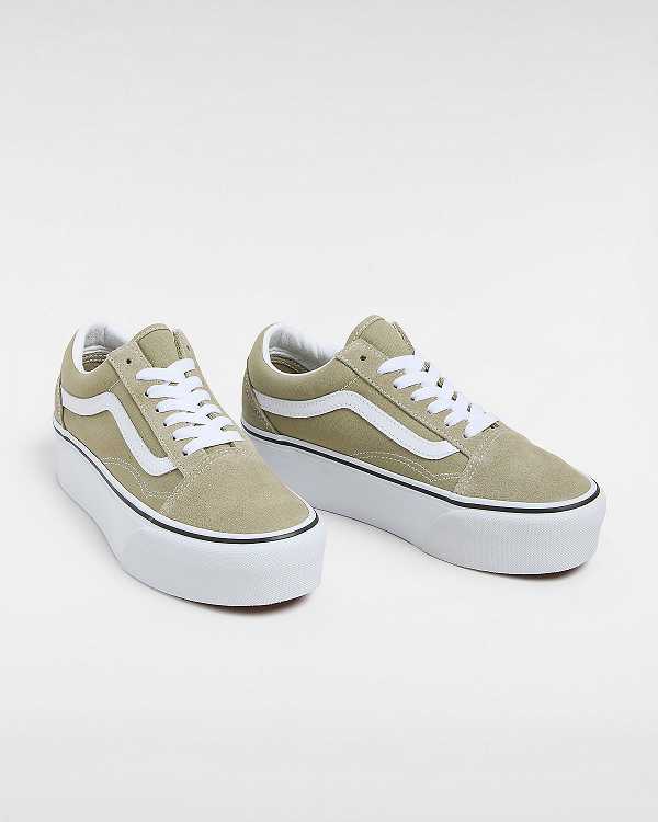 Green Women Vans Old Skool Platform Shoes Australia | VN7438912