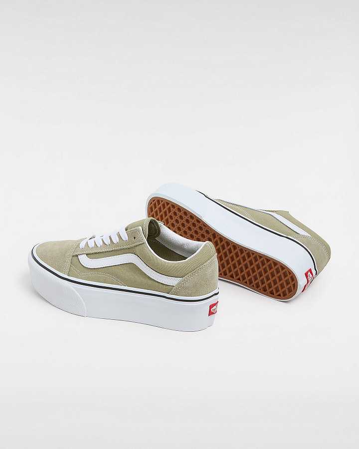 Green Women Vans Old Skool Platform Shoes Australia | VN7438912