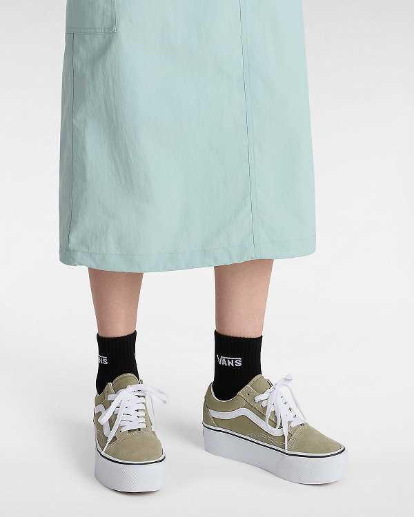 Green Women Vans Old Skool Platform Shoes Australia | VN7438912