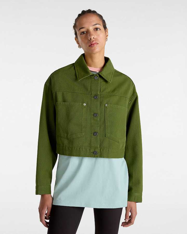 Green Women Vans Raynes Crop Trucker Jacket Australia | VN2759436