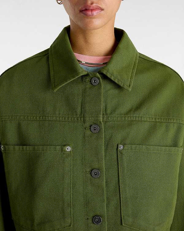 Green Women Vans Raynes Crop Trucker Jacket Australia | VN2759436