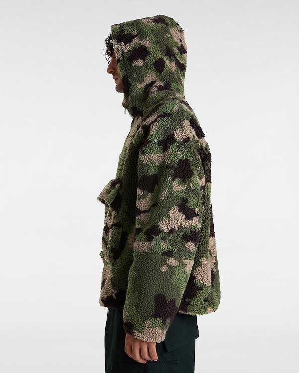 Green / Brown Men Vans Premium Oversized Sherpa Hoodie Australia | VN3851920