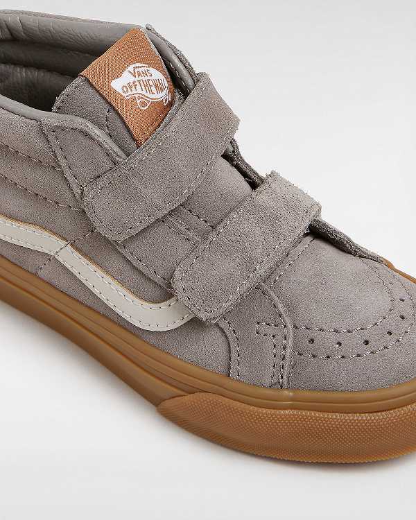 Grey Kids' Vans Sk8-Mid Reissue Hook and Loop Gum (4-8 Years) Sneakers Australia | VN3129748