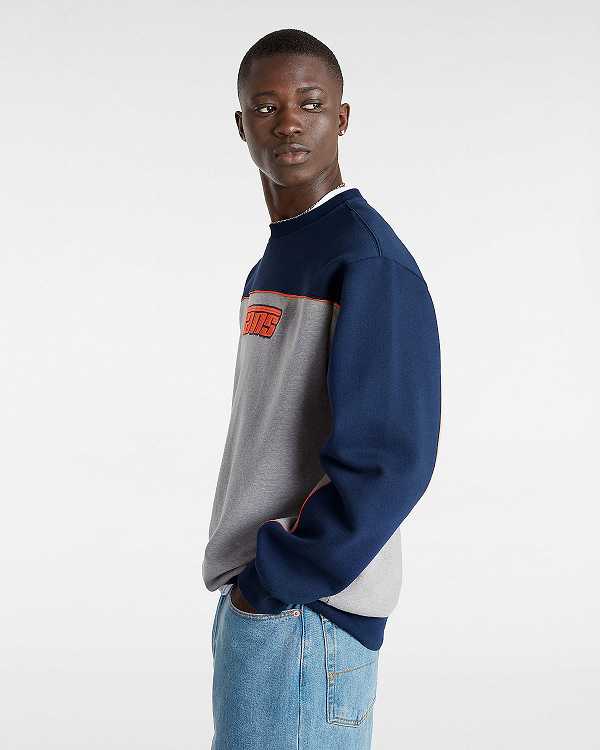 Grey Men Vans Retro Hook and Loop Loose Crew Sweatshirt Australia | VN7693124